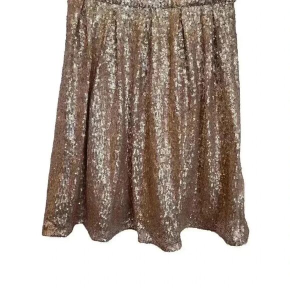 Issi Women's Gold Sequin Poly Lined Sleeveless A-Line Dress - Picture 4 of 11